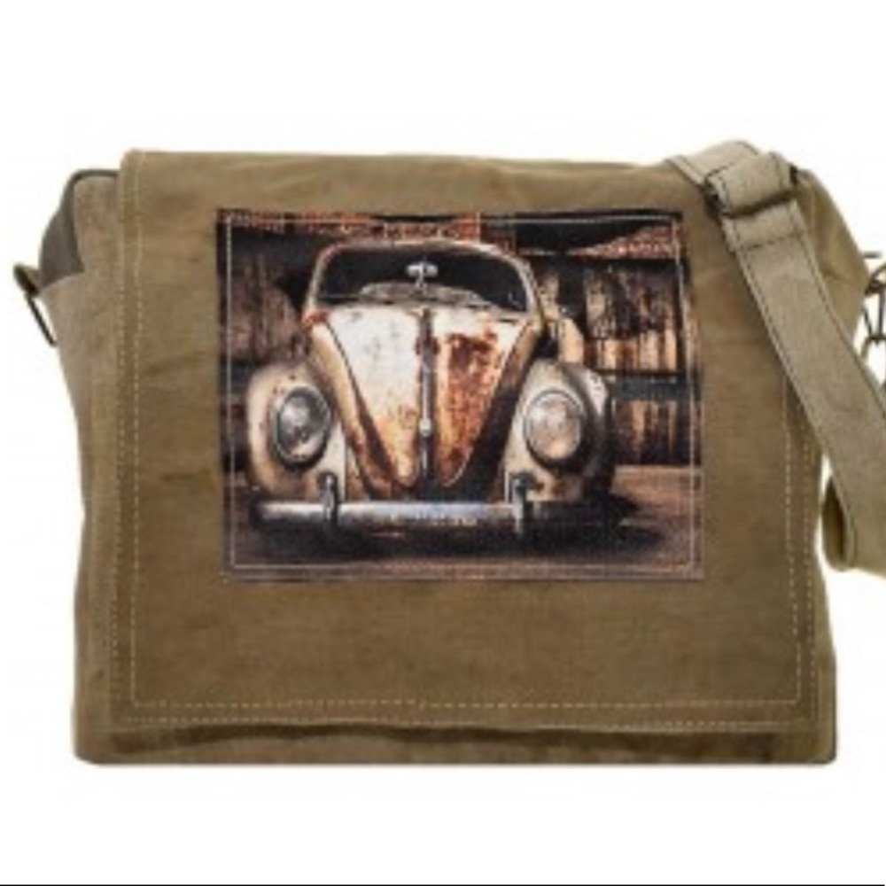 Vintage Addiction Classic VW Beetle Recycled Canvas Crossbody